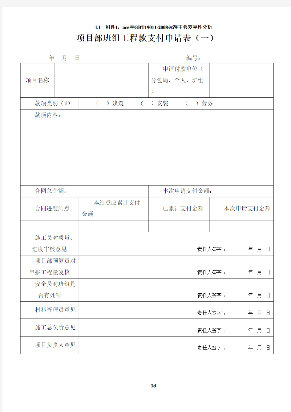 建筑工程、材料款支付申请表