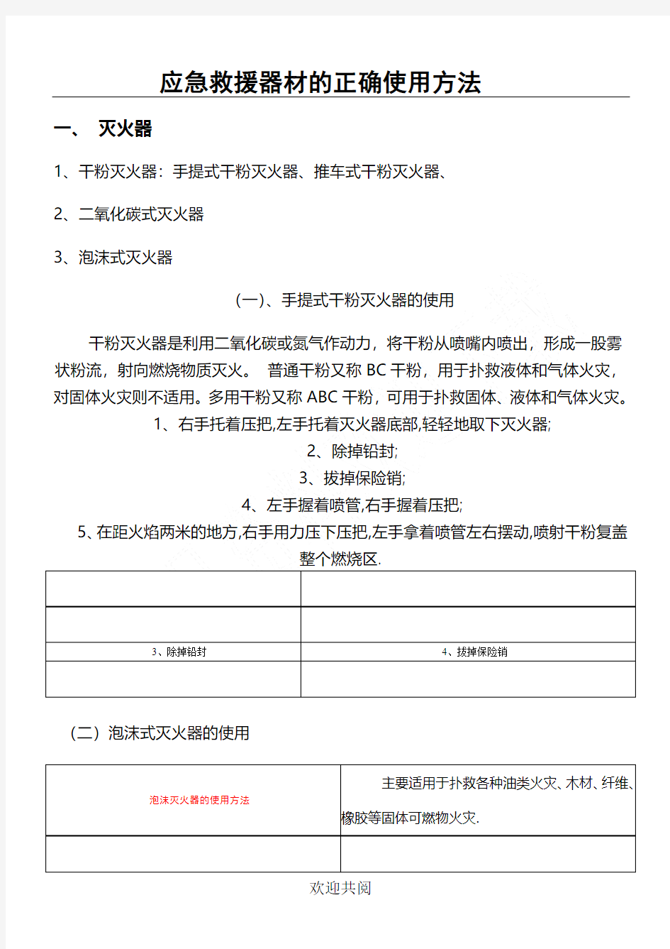 应急救援器材的正确使用办法