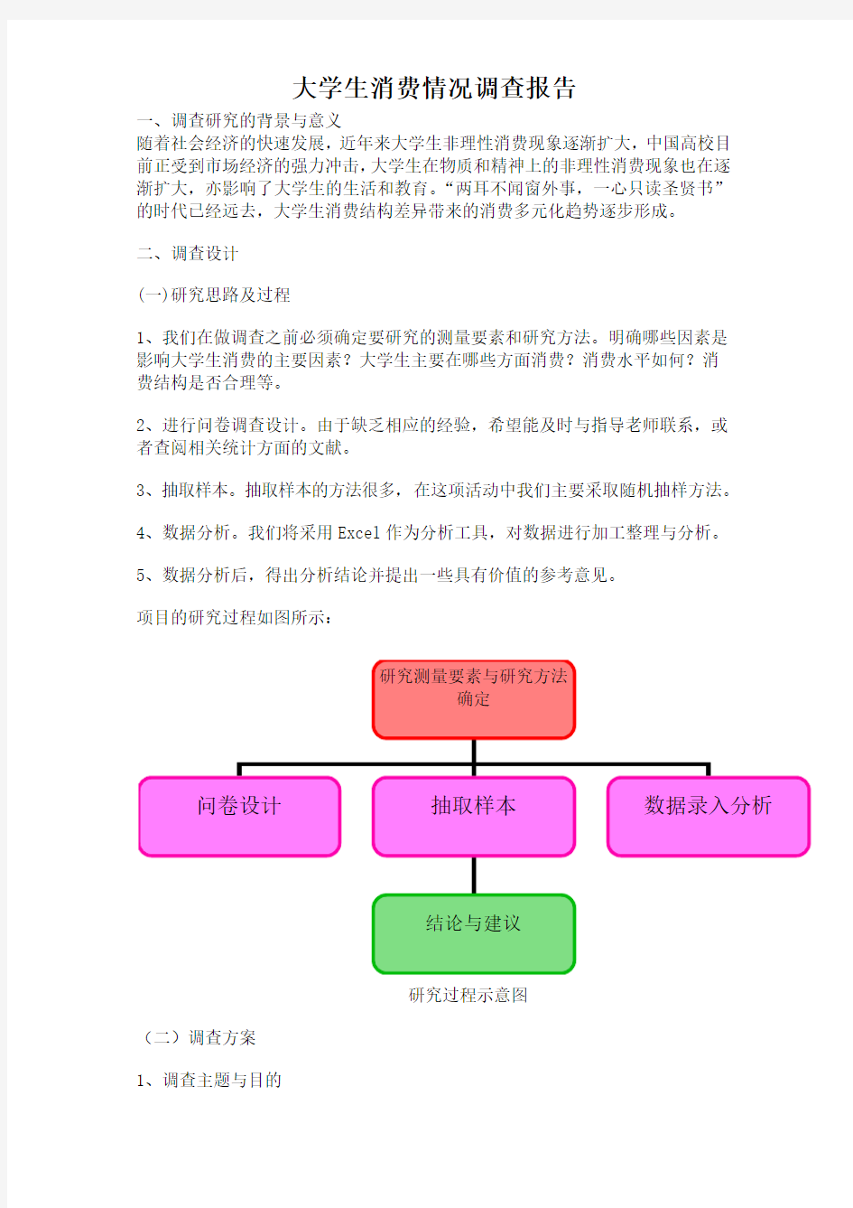 大学生消费调查报告(含表格分析)