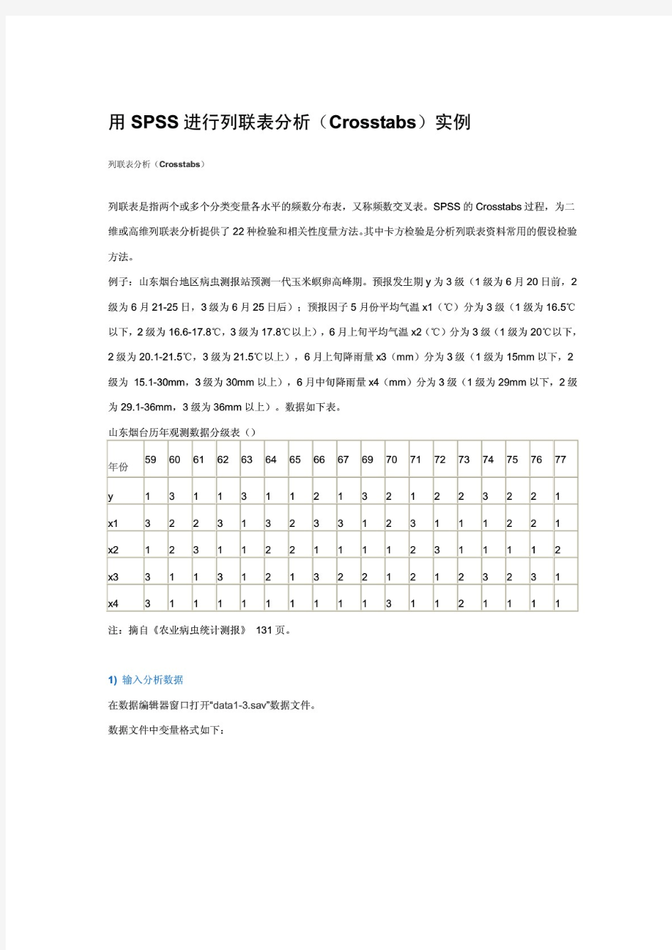 用SPSS进行列联表分析(Crosstabs)实例