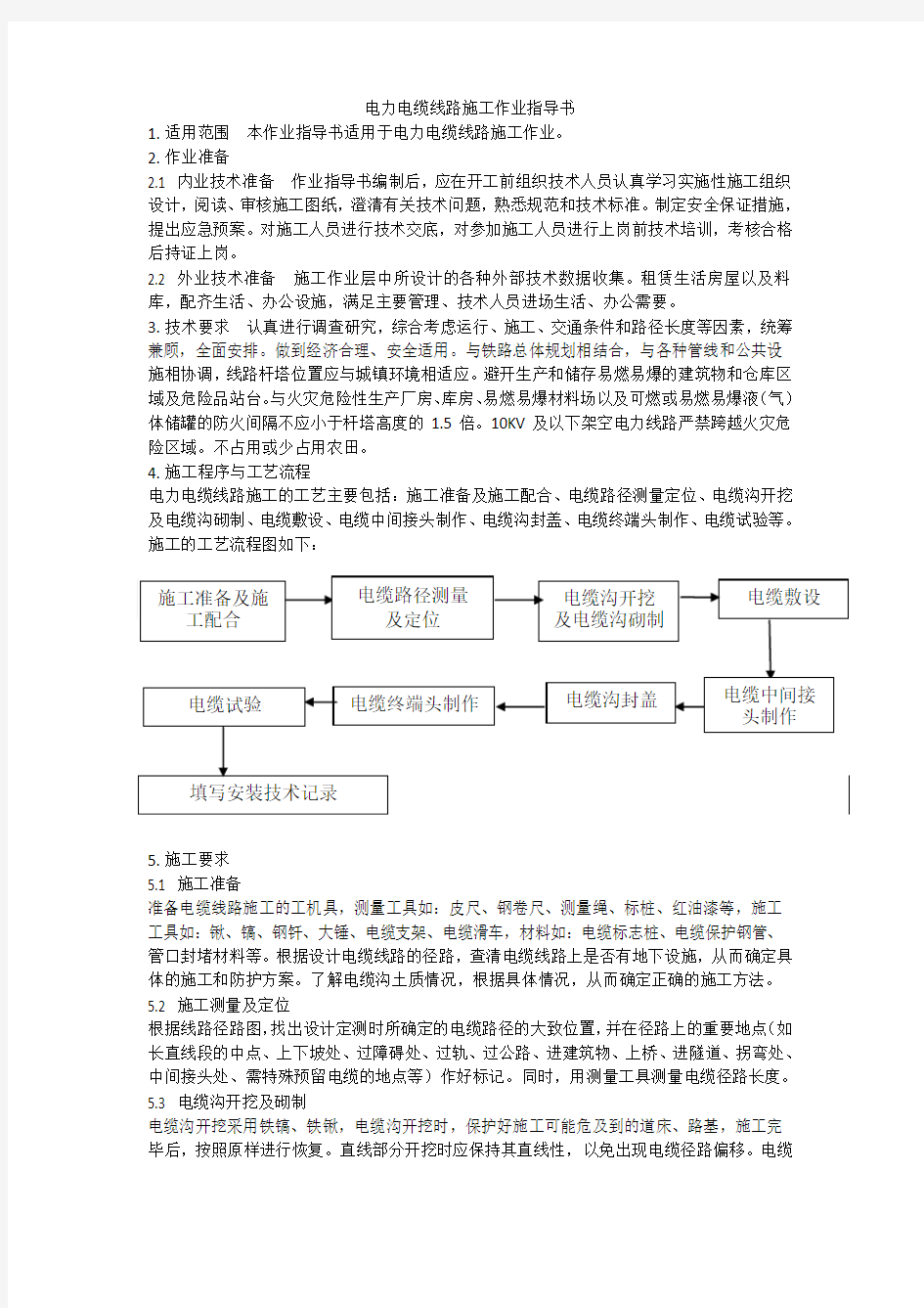 电力电缆线路作业指导书