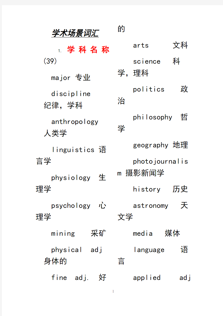 最新听力场景单词词汇汇总教程文件