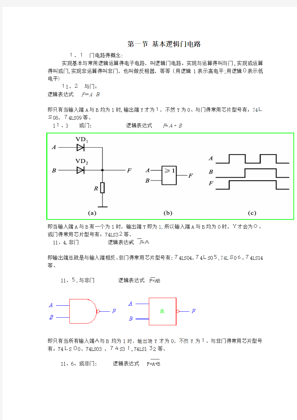 基本逻辑门电路