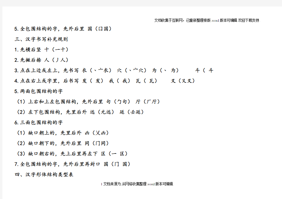 (小学语文老师必备)汉字笔画名称和笔顺规则表