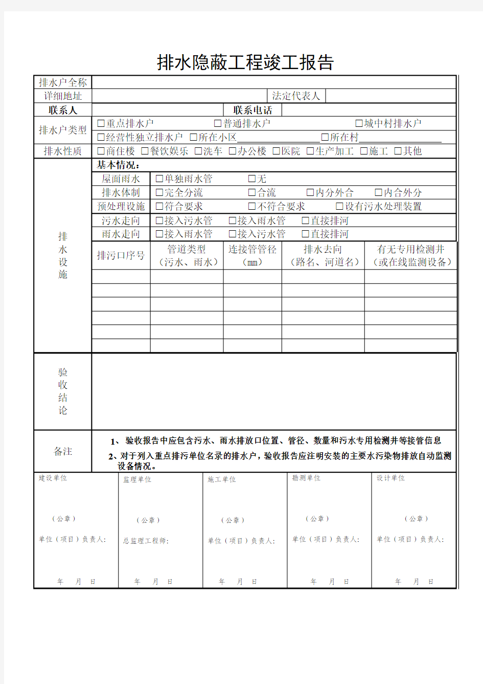 排水隐蔽工程竣工报告 (最新)