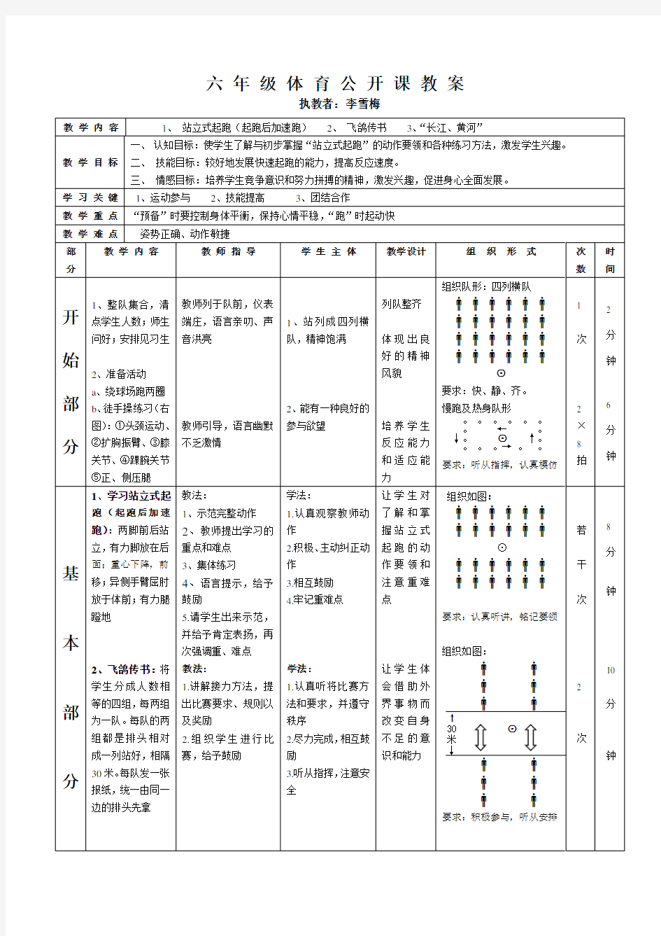 站立式起跑公开课教案