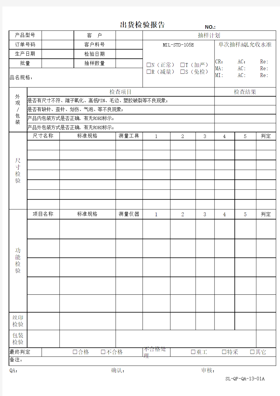 出货检验报告