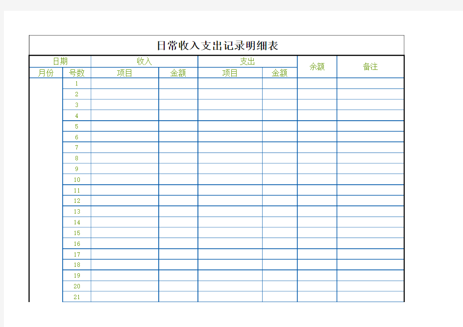 2020日常收入支出记录明细表