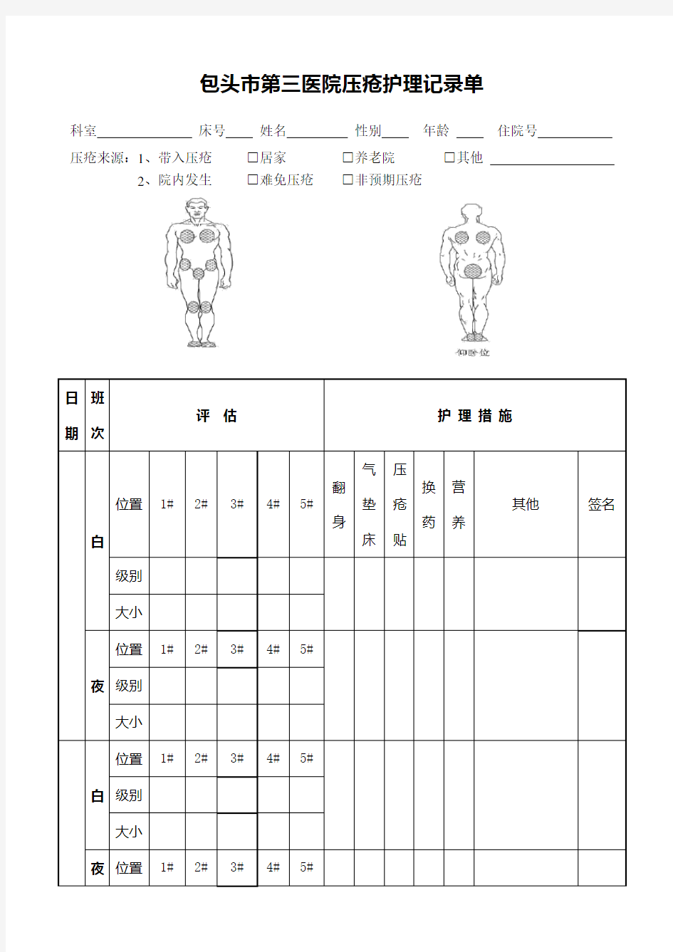 压疮护理记录单