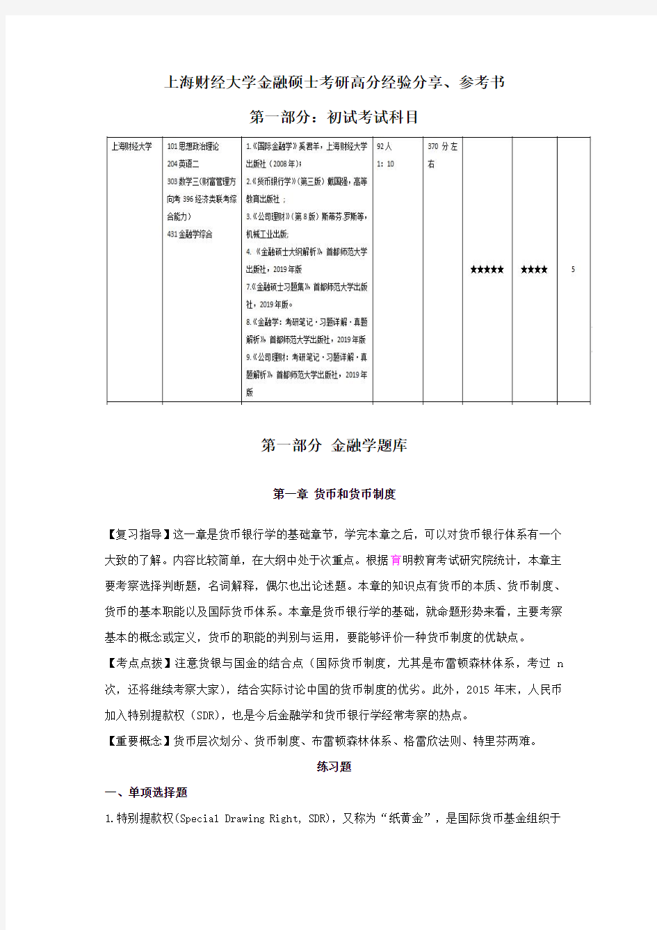 上海财经大学金融硕士考研高分经验分享