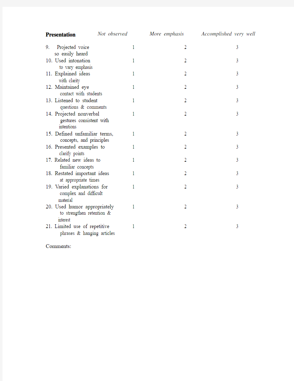 Classroom Observation Worksheet (worksheet)