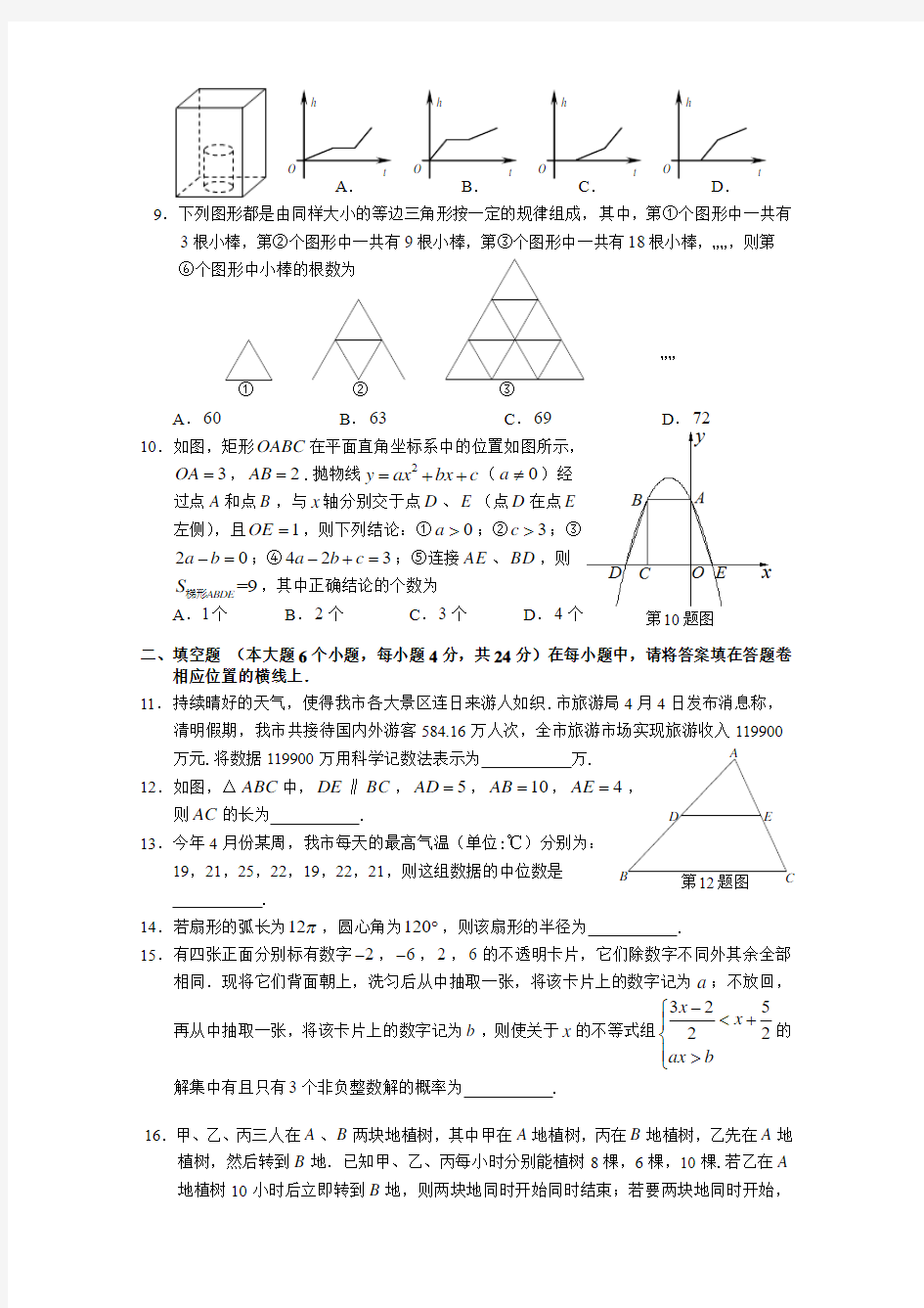 重庆一中初2012级11-12学年(下)半期试题——数学