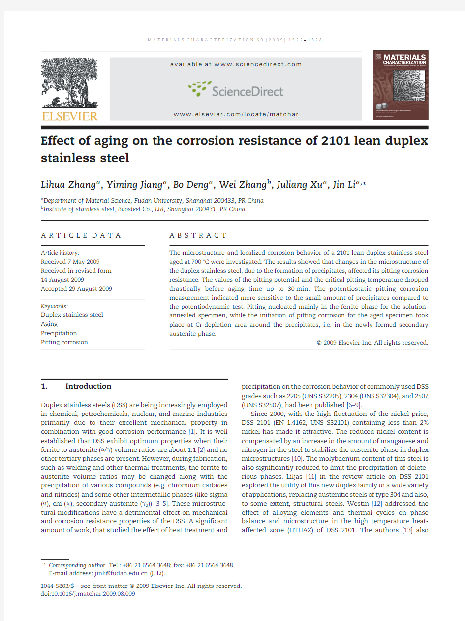 Effect of aging on the corrosion resistance of 2101 lean duplex