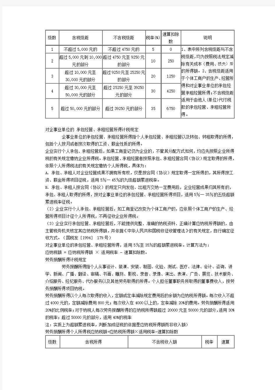 个人所得税计算方法及excel计算个税的公式