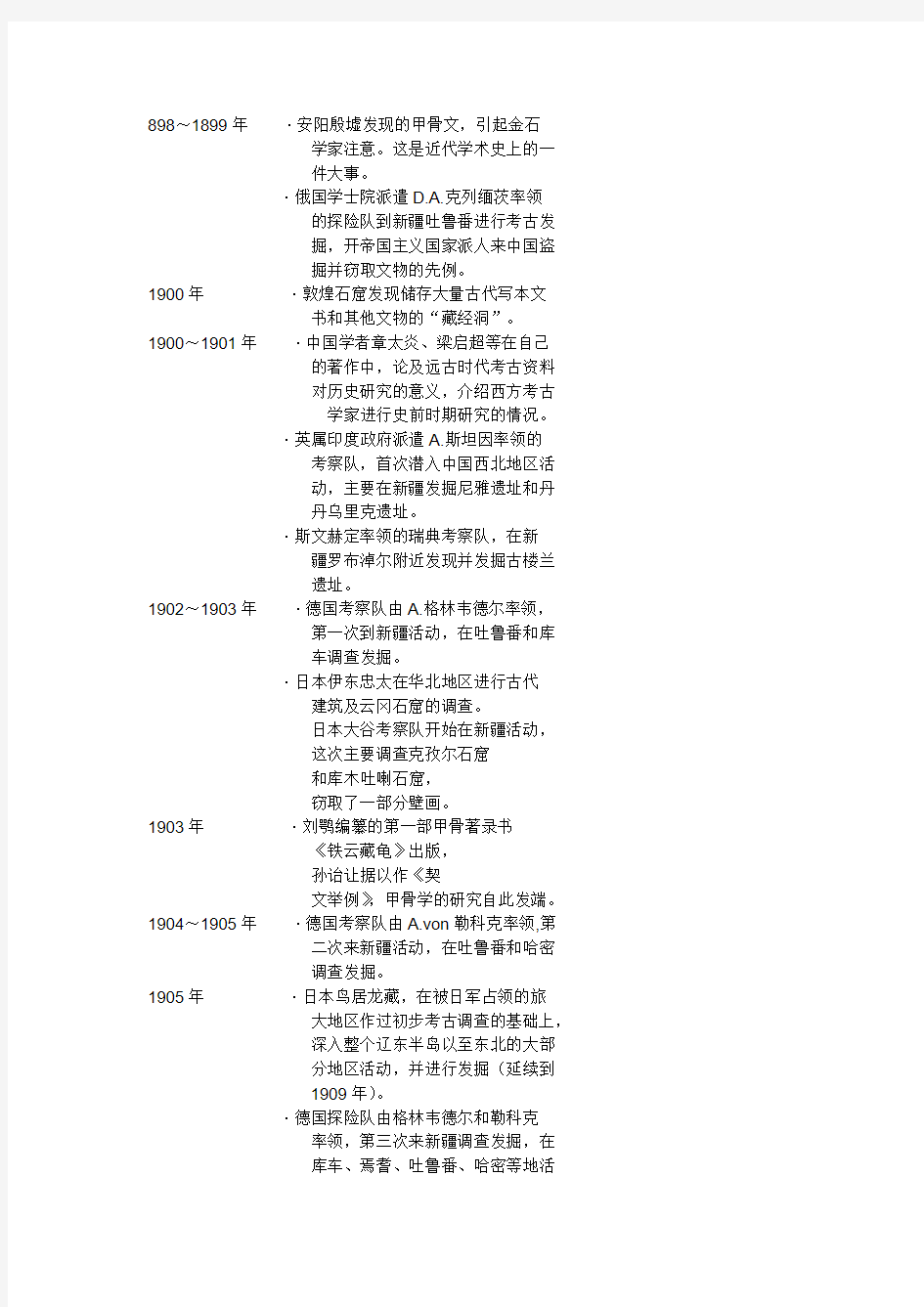 中国考古学年表