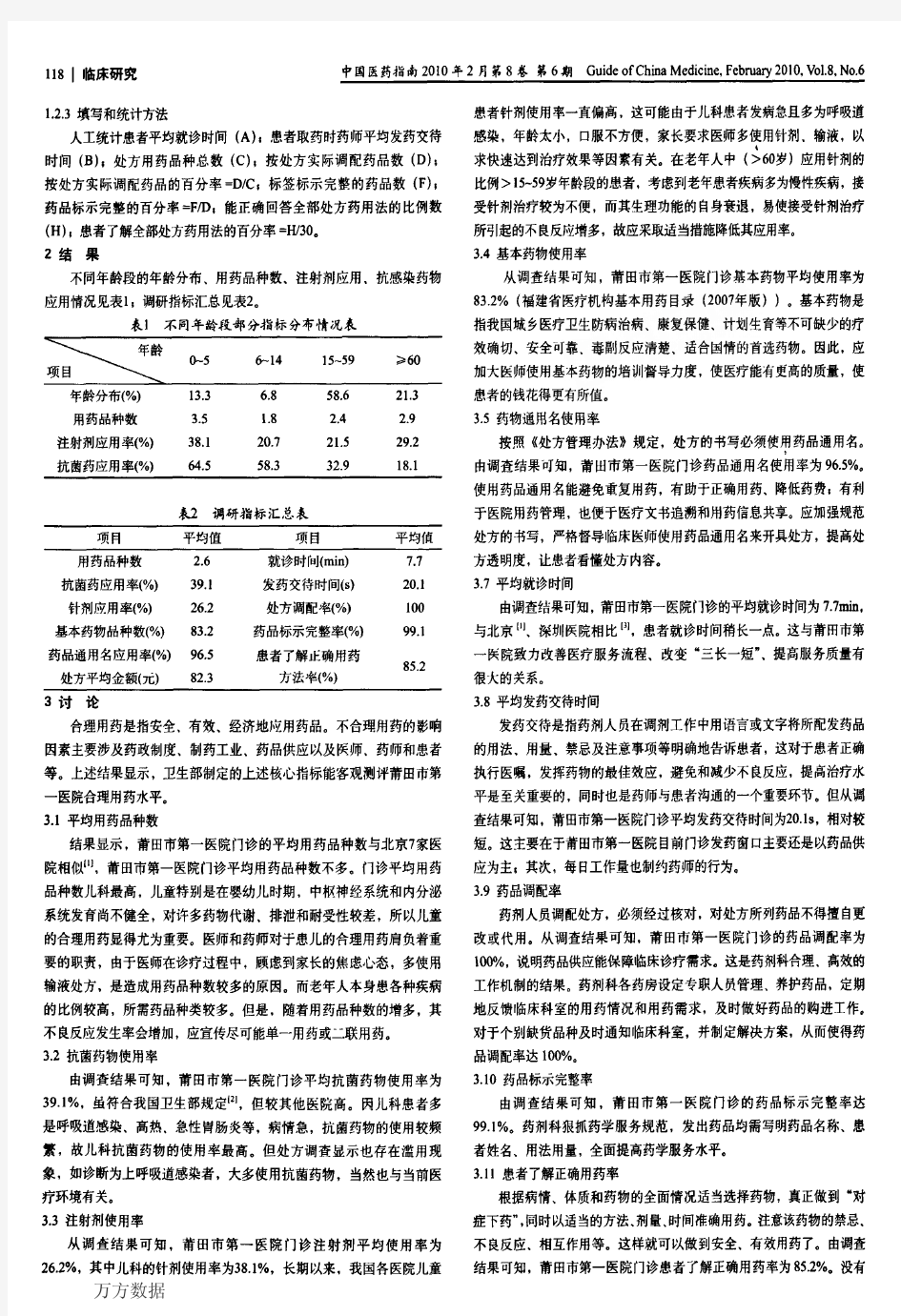 处方评价合理用药指标现场调查