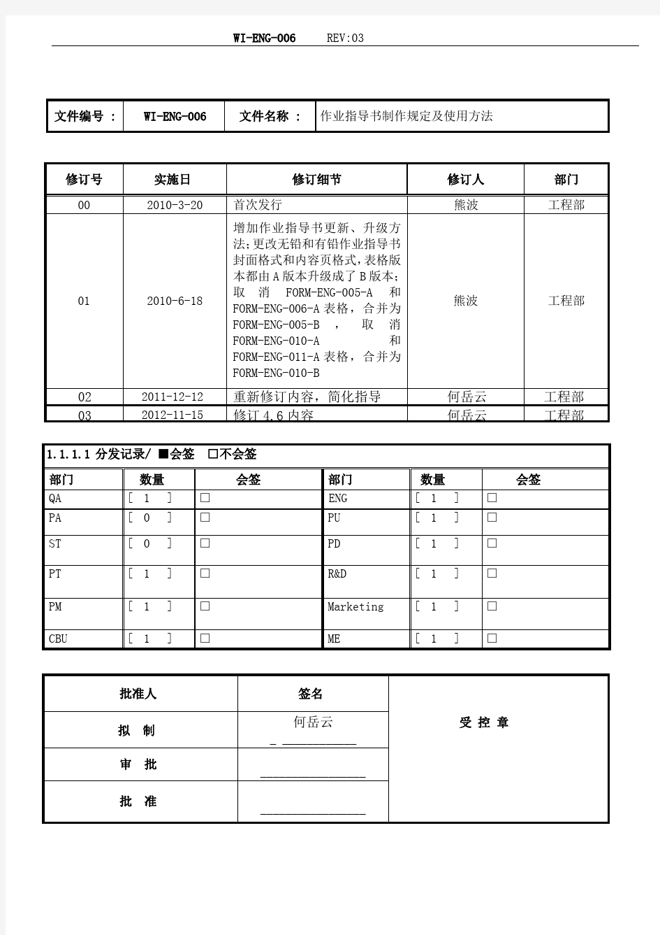 作业指导书制作规定及使用方法