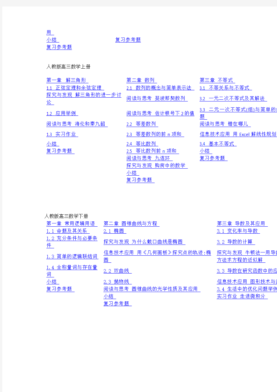 人教版高中数学教材