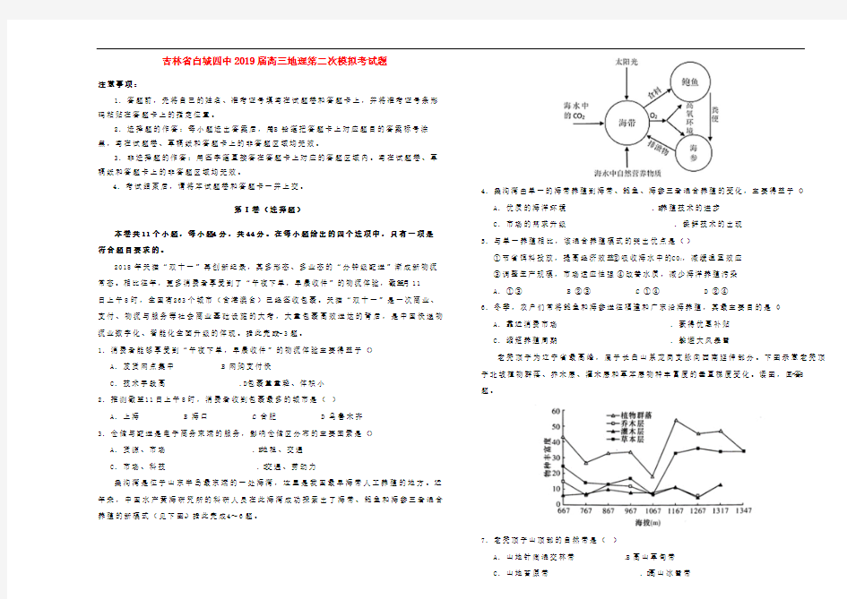 2019届高三地理第二次模拟考试题