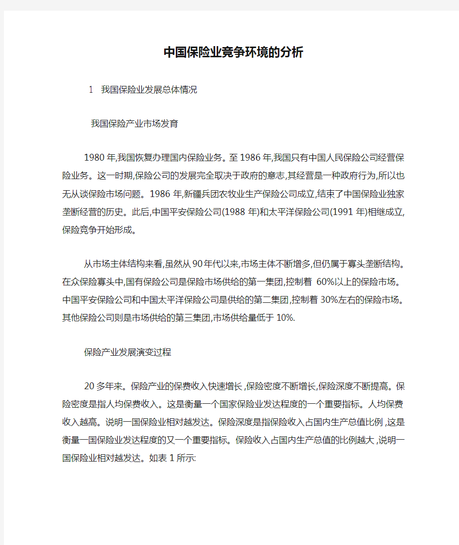 中国保险业竞争环境的分析