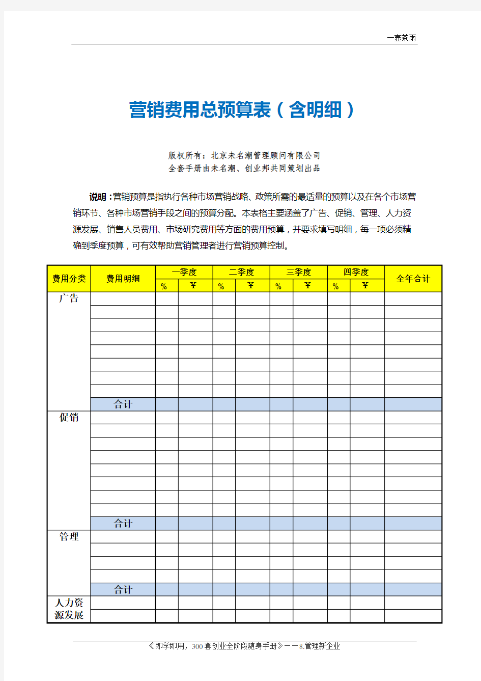 7营销费用总预算表(含明细)