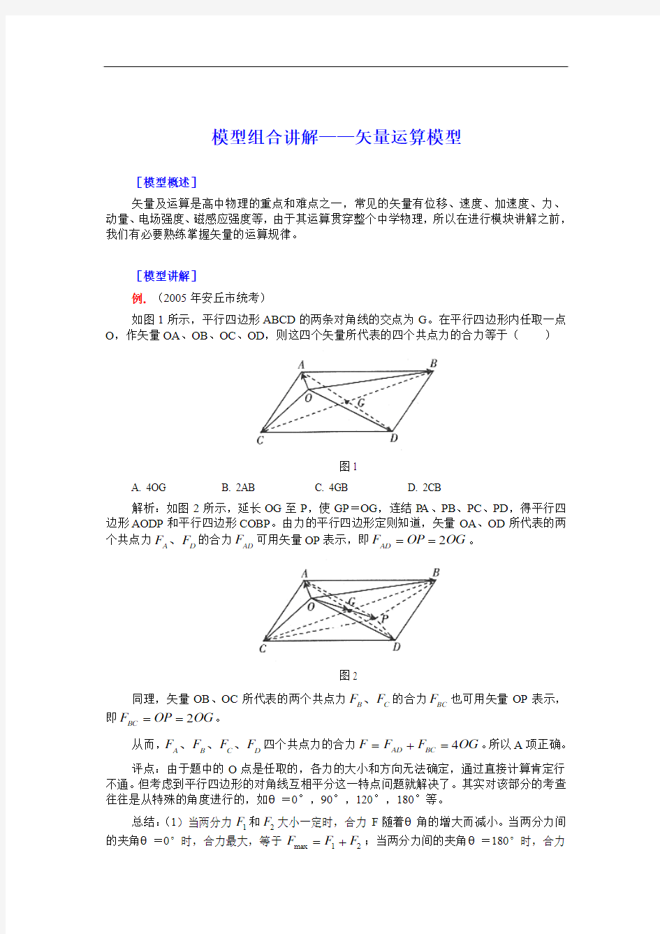 高中物理模型组合27讲(Word) 矢量运算模型