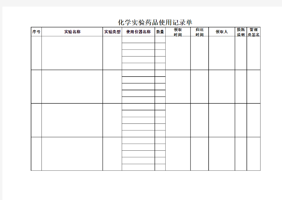 实验室仪器(药品)使用记录