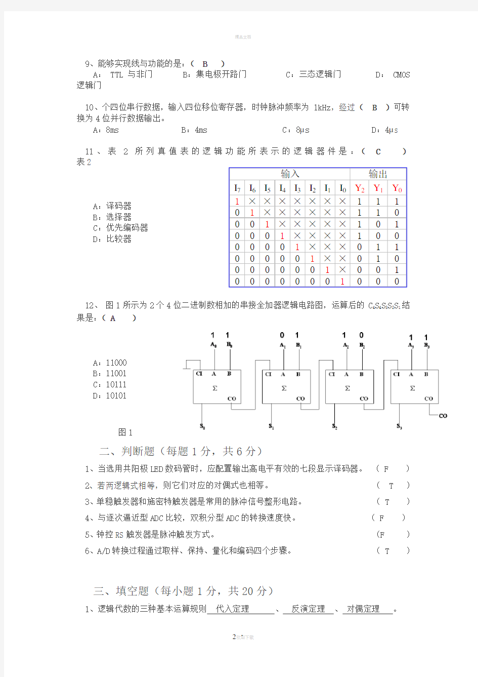 数电试题及答案