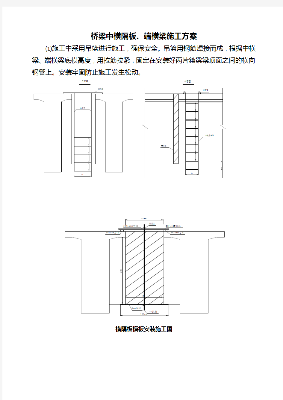 桥梁中横隔板、端横梁施工方案