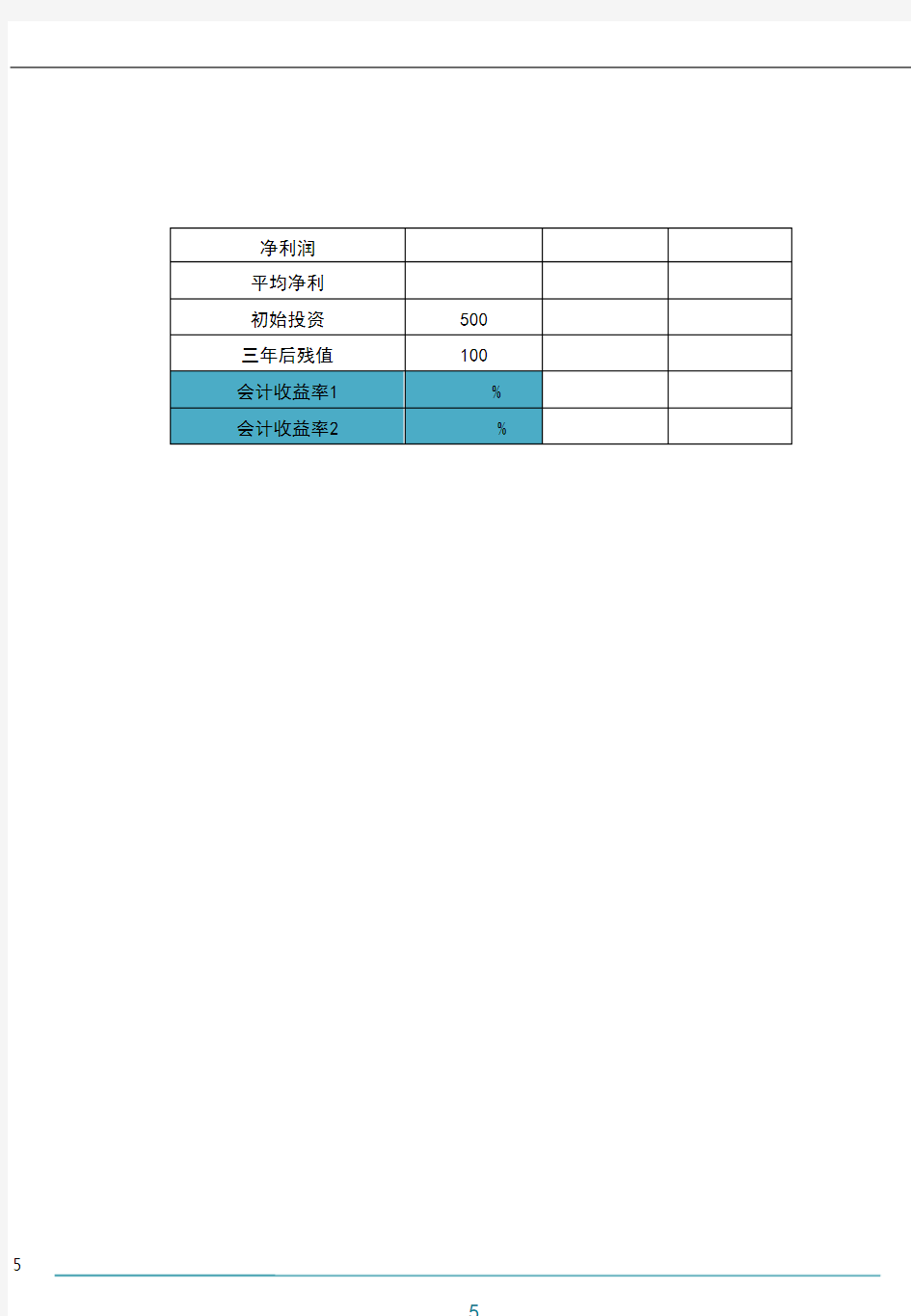 投资评估常用的六种方法比较