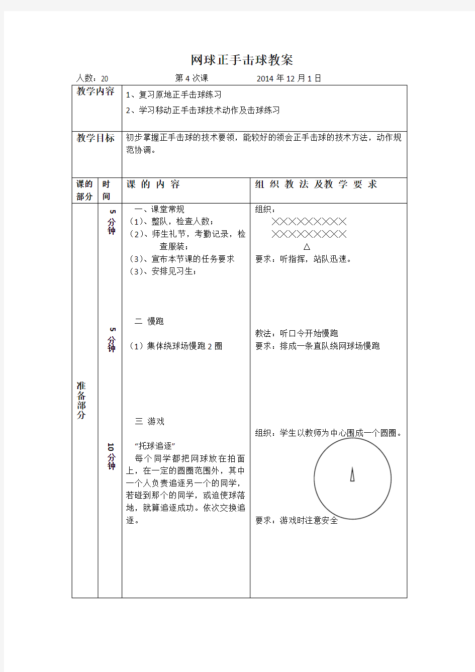 网球正手击球教案