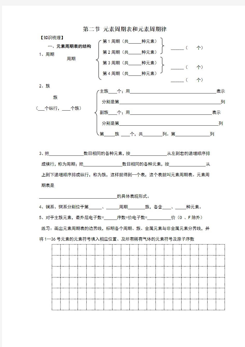 元素周期表和元素周期律 教学设计教案