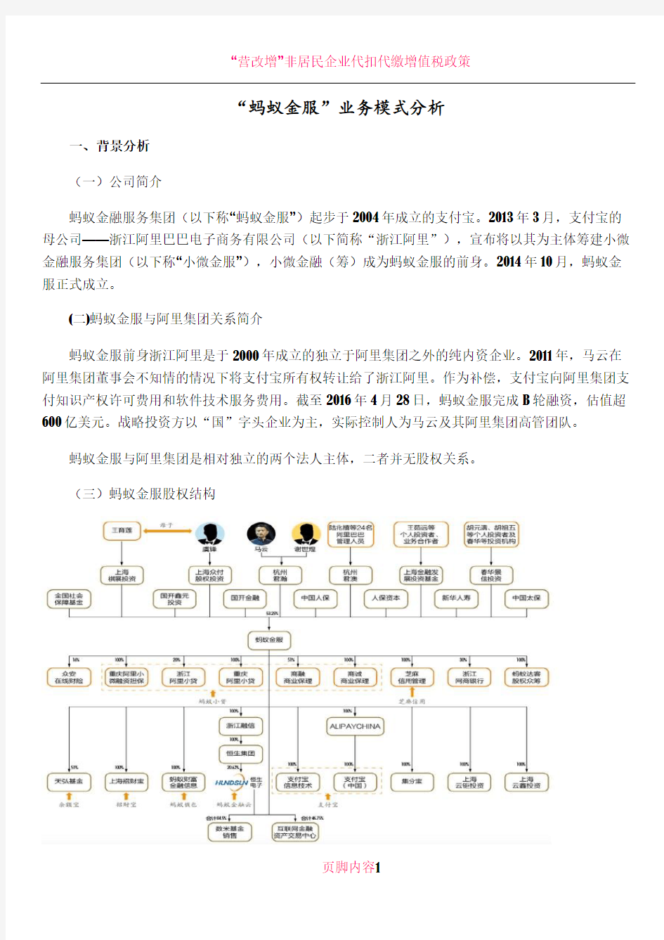 “蚂蚁金服”业务模式分析