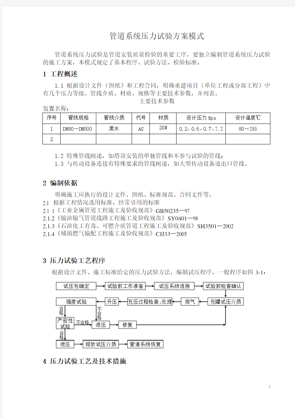 管道系统压力试验工艺标准..