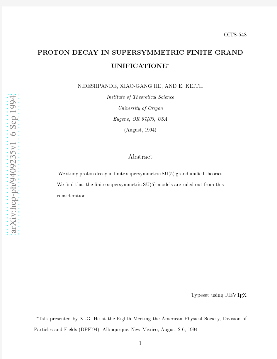 Proton Decay In Supersymmetric Finite Grand Unificatione
