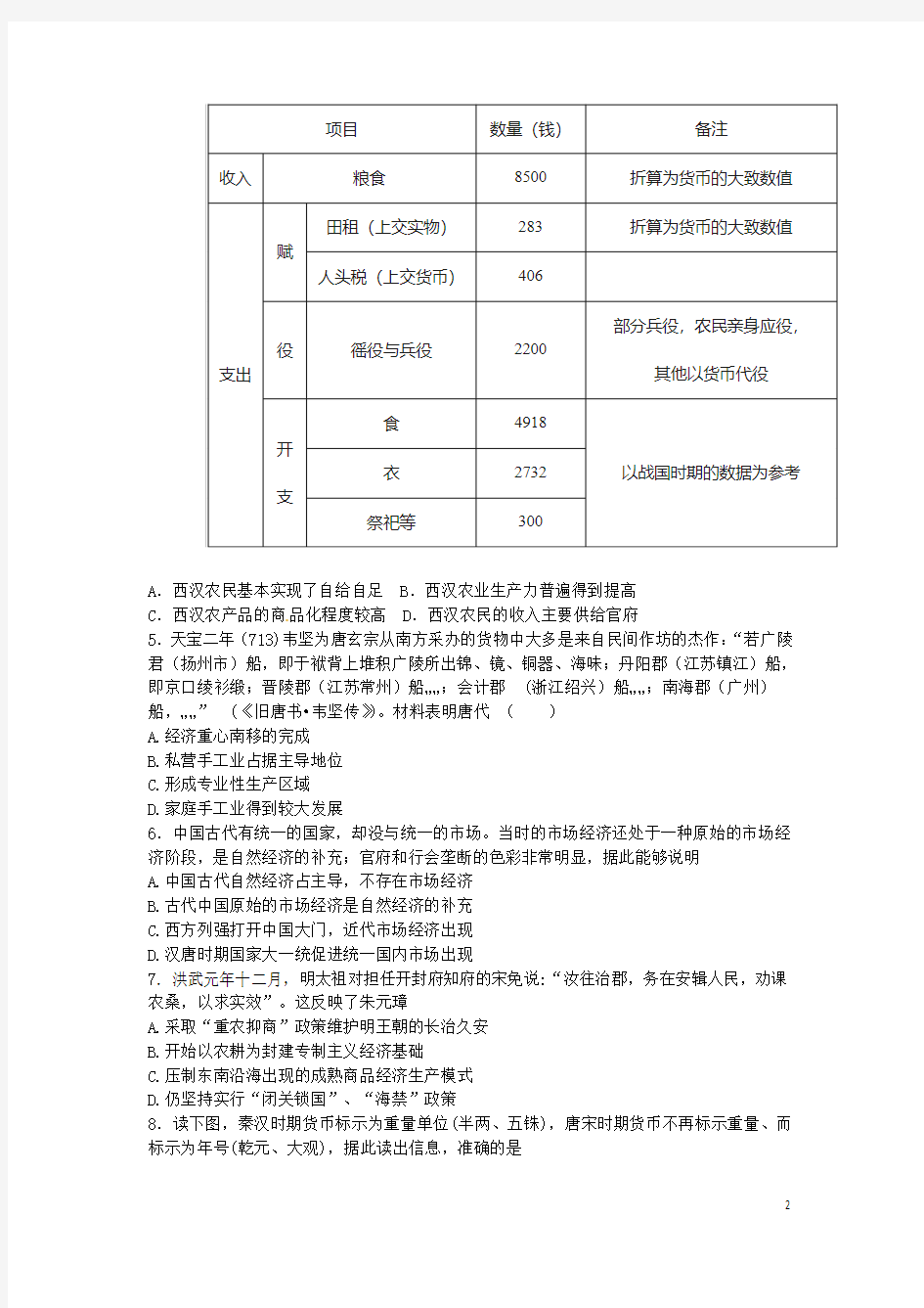 浙江省乐清国际外国语学校2015-2016学年高一历史下学期期中试题