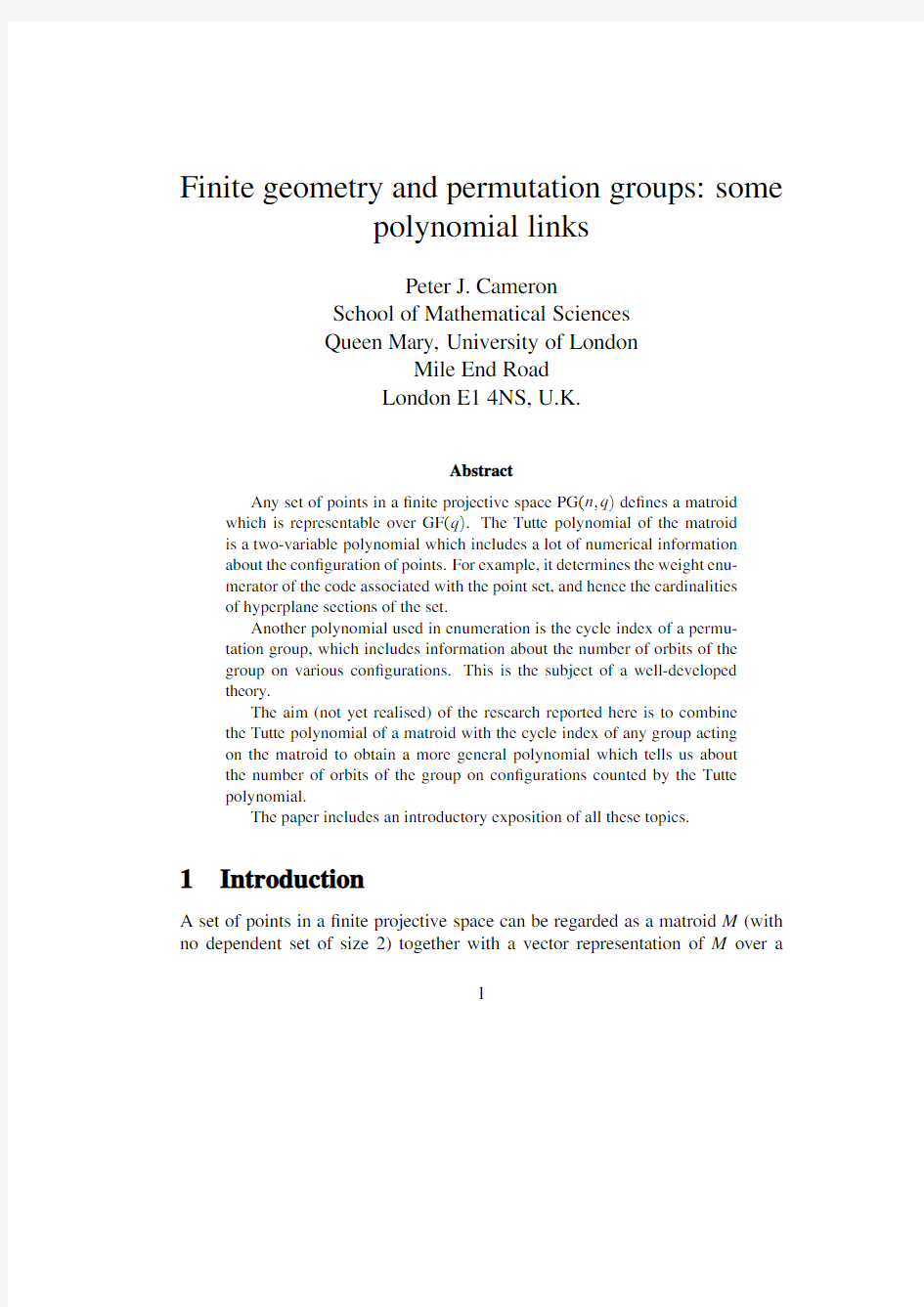 Finite geometry and permutation groups some polynomial links