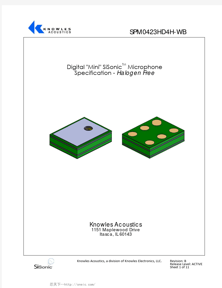 SPM0423HD4H-WB, 规格书,Datasheet 资料