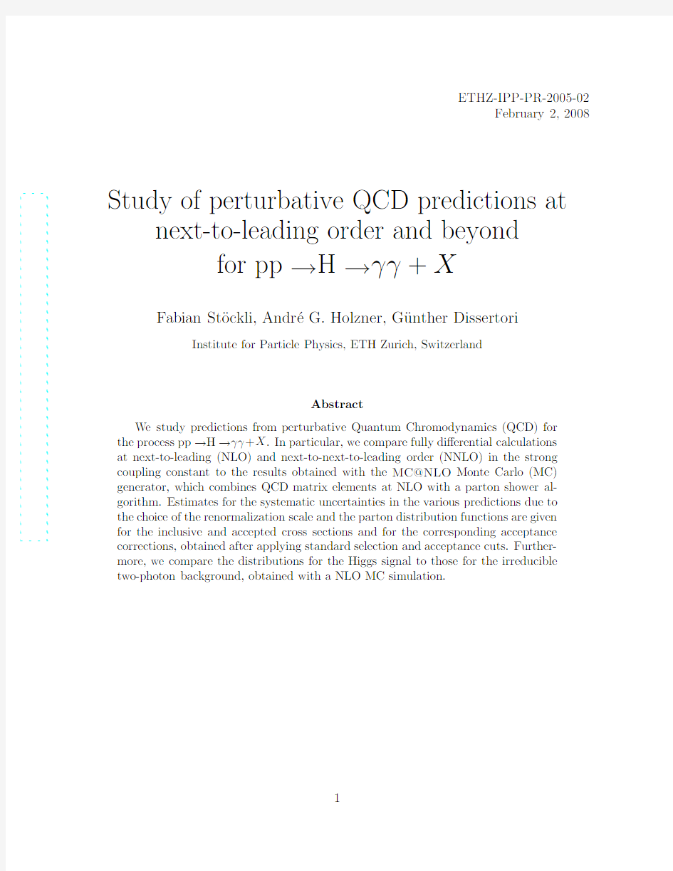 Study of perturbative QCD predictions at next-to-leading order and beyond for pp - H - gamm