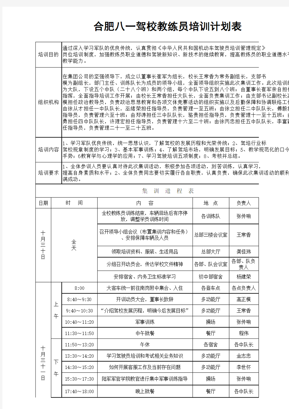 教练员培训计划表