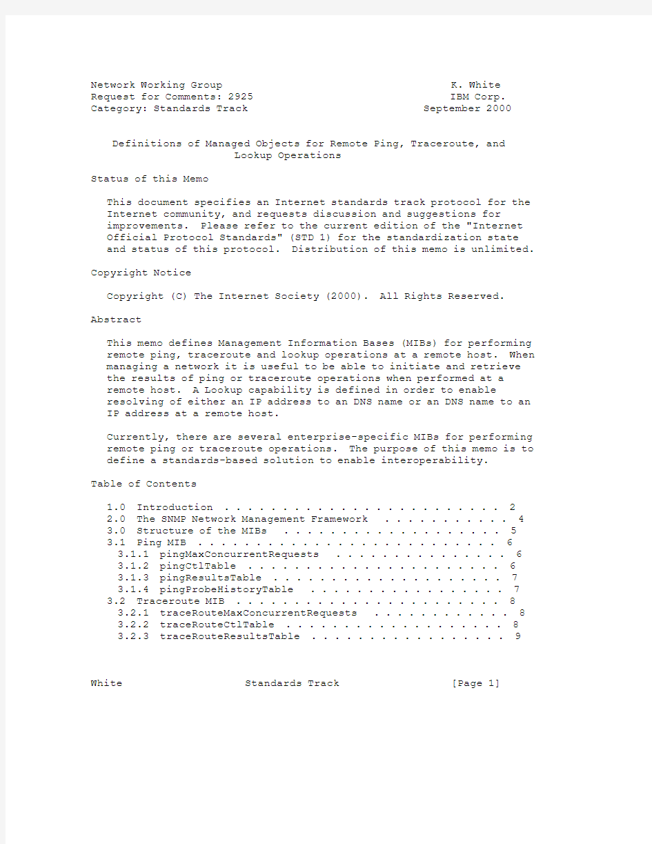 rfc2925.Definitions of Managed Objects for Remote Ping, Traceroute, and Lookup Operations