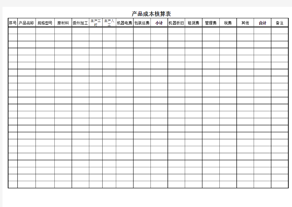 产品成本核算表