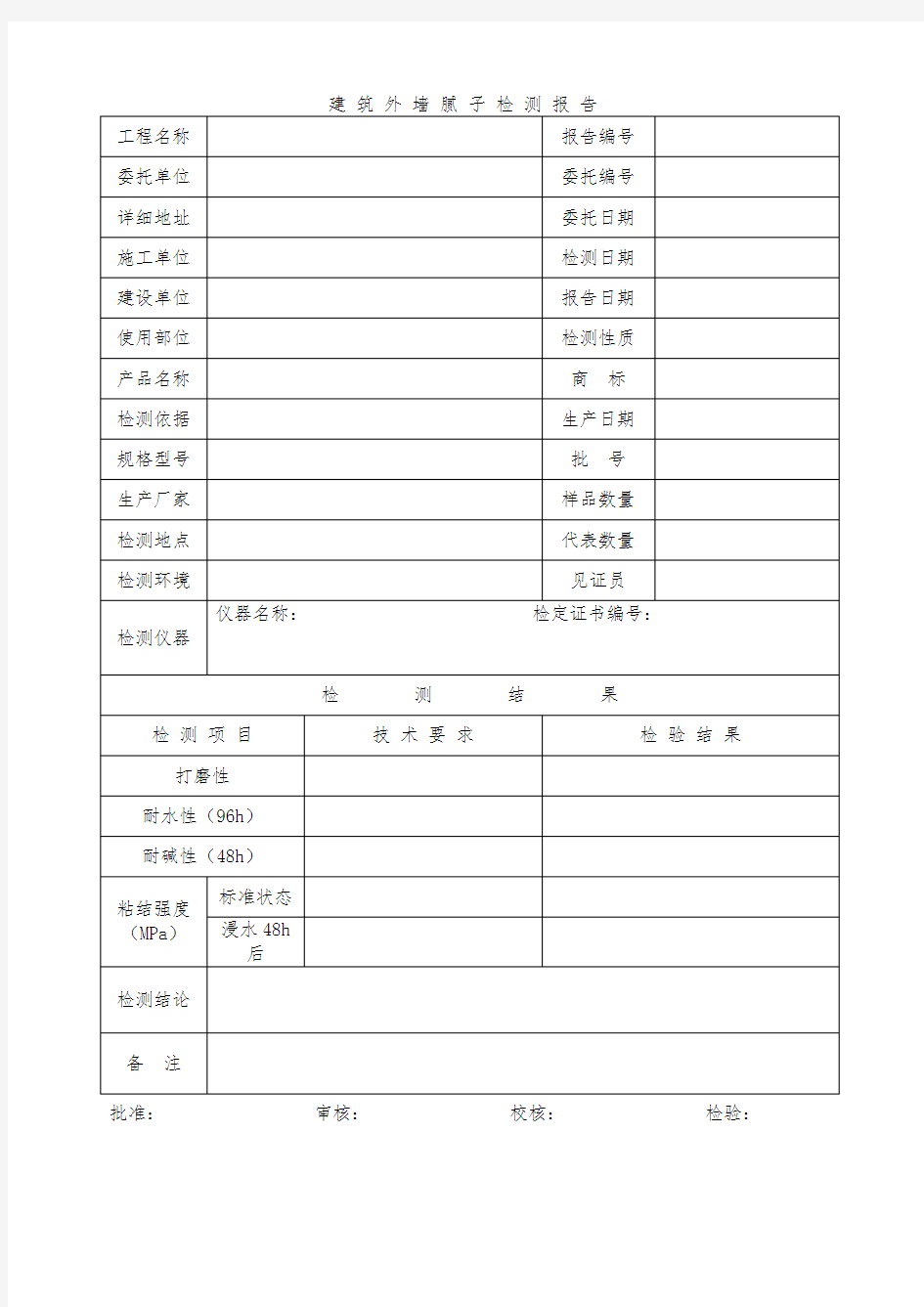 建筑外墙腻子检测报告