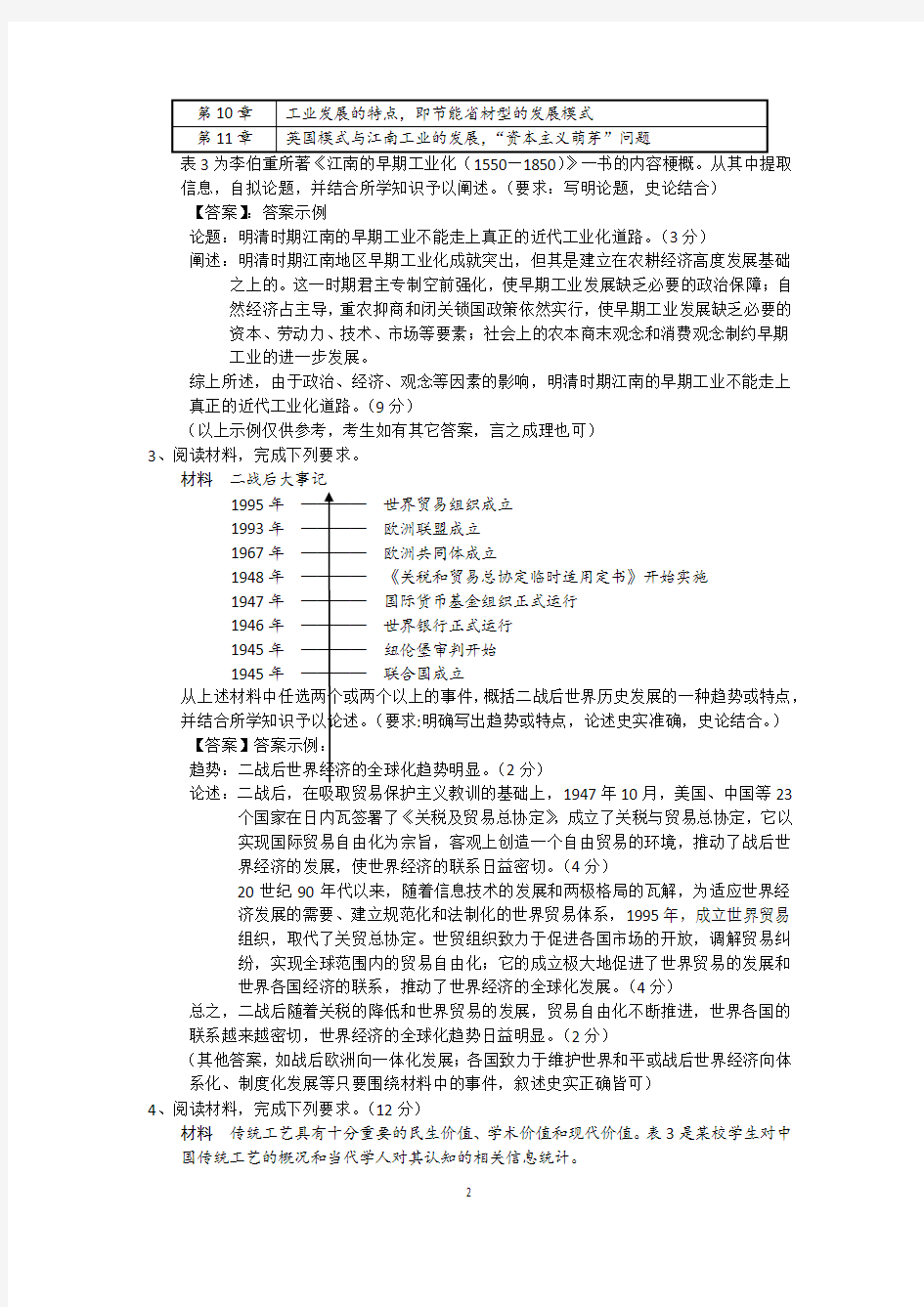 (完整版)2019年高三历史名校模拟卷开放性试题42汇总及答案