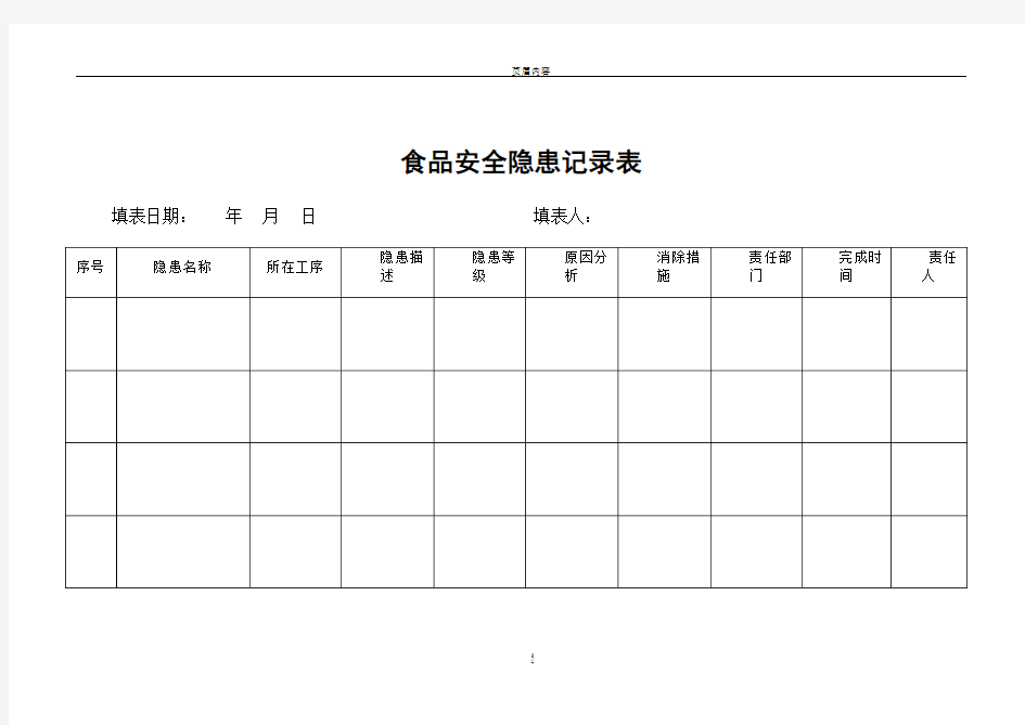 食品安全风险隐患排查记录