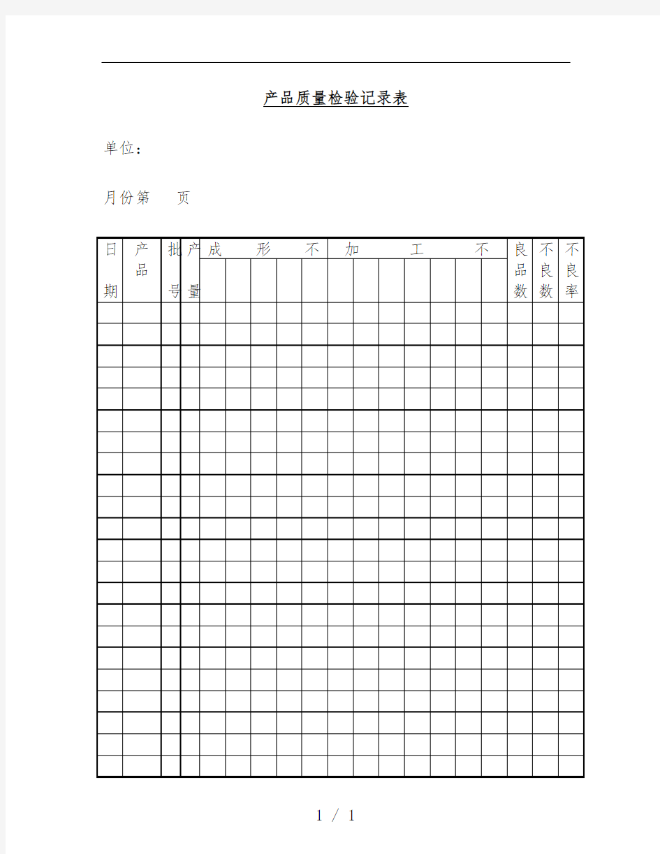 企业产品质量检验记录表