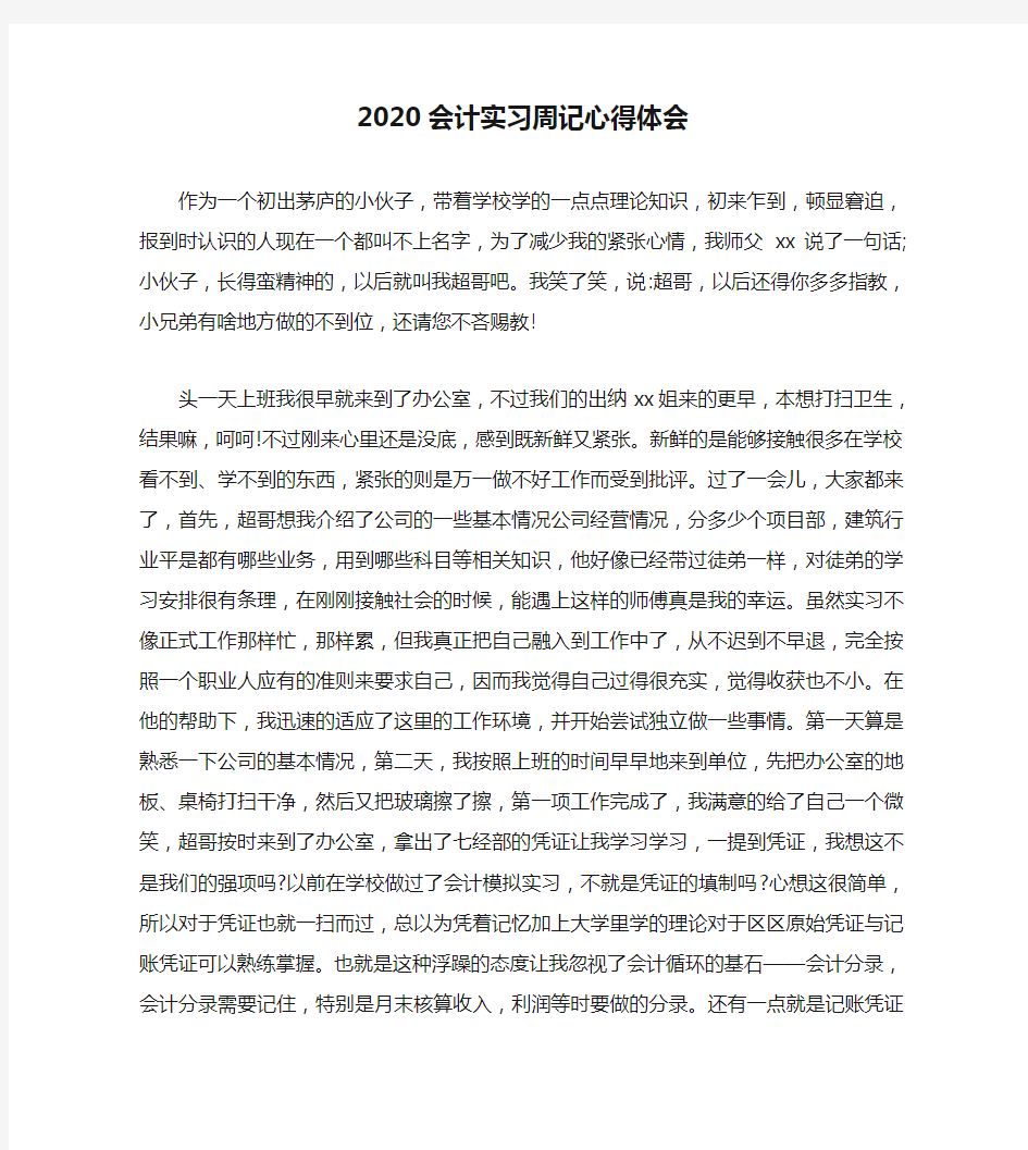 2020会计实习周记心得体会