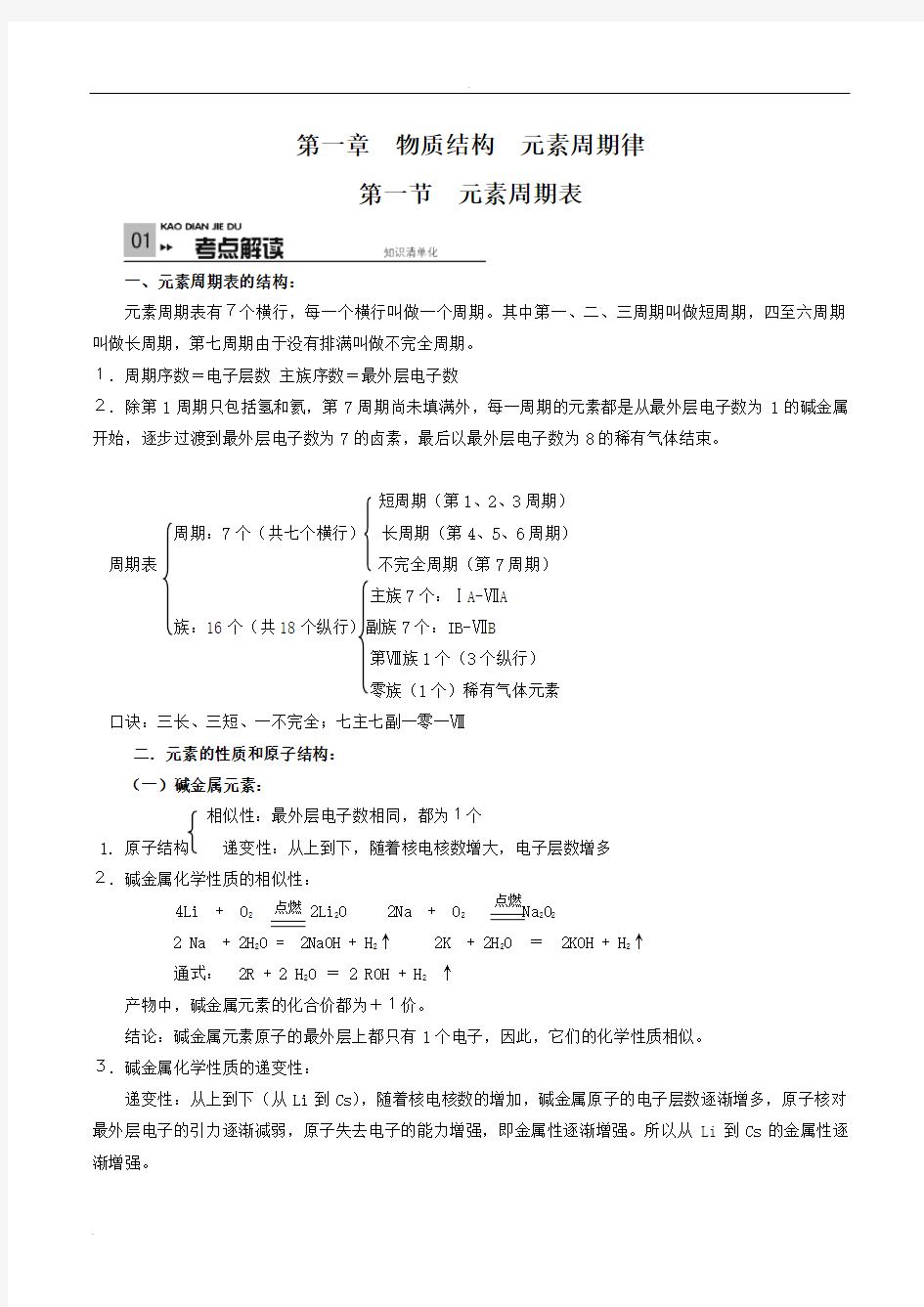 高中化学必修二元素周期表专题练习(带答案)