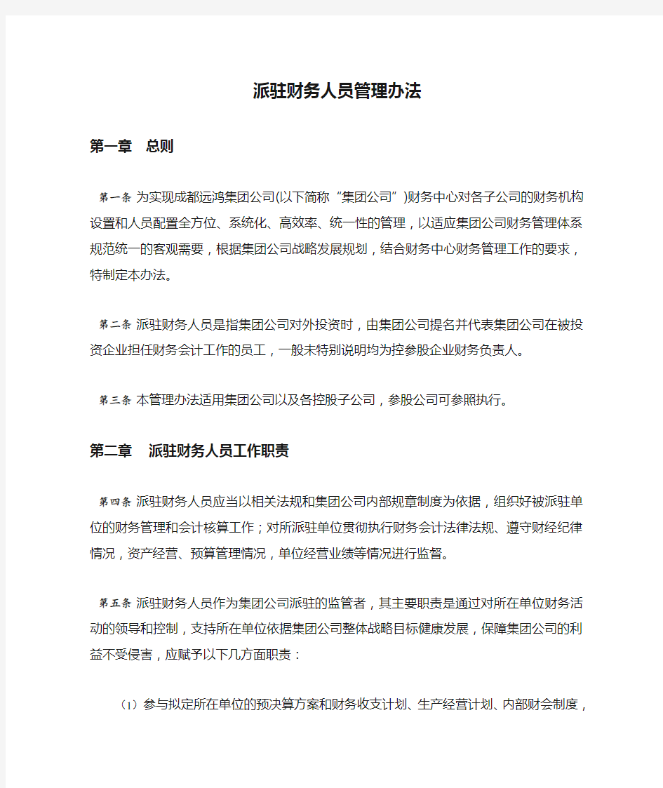 派驻财务人员管理办法