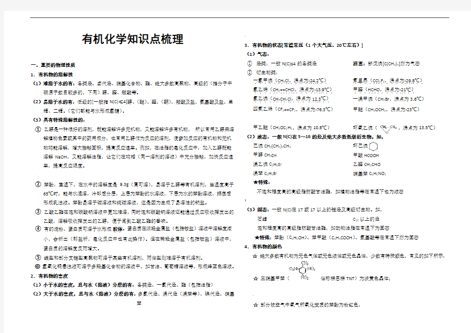 高考化学有机化学知识点梳理